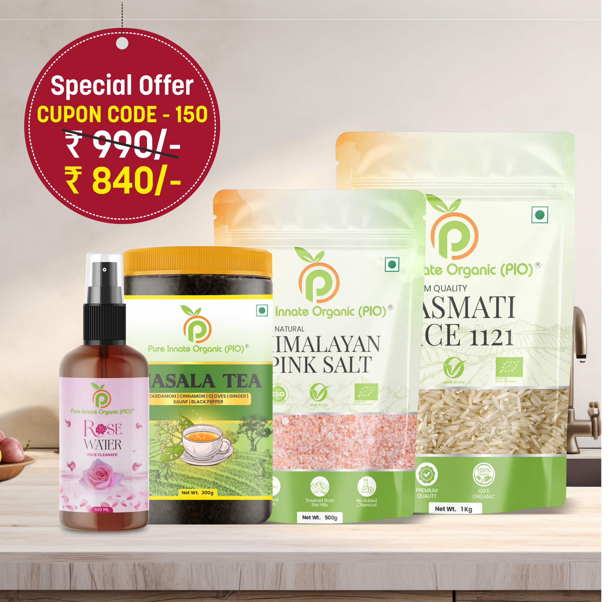 Rose Water , Masala Tea , Himalayan Pink Salt , Basmati rice 1121