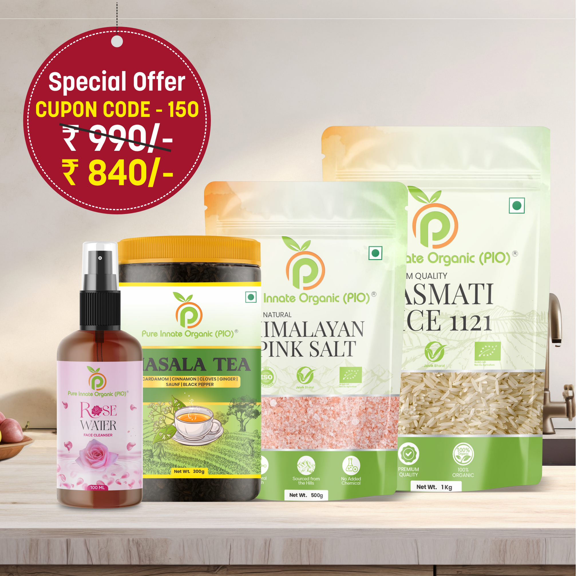 Rose Water , Masala Tea , Himalayan Pink Salt , Basmati rice 1121